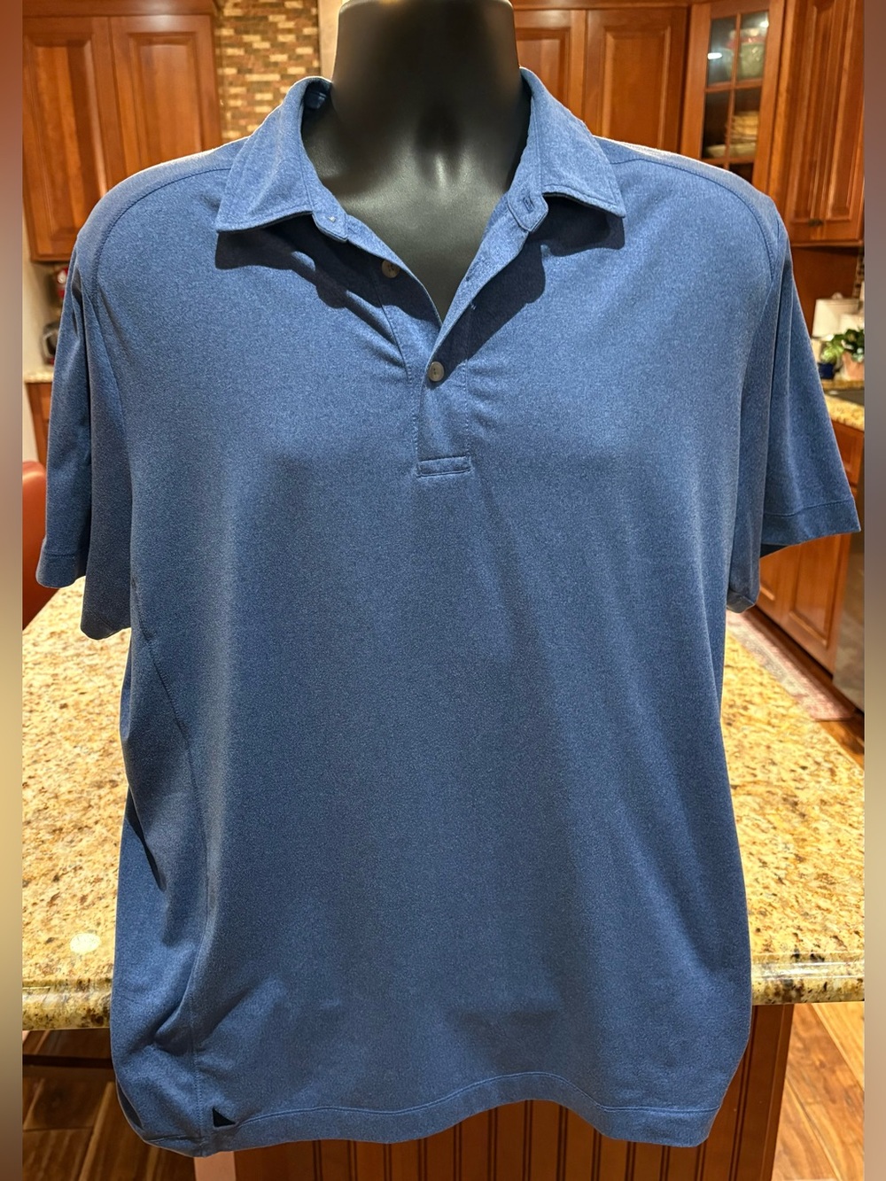 UNTUCKit Men's Polo. Sharp medium blue‎ with logo. Large